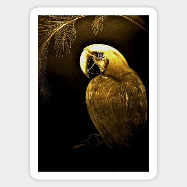 BRONZE GOLD MACAW Sticker by jacquline8689